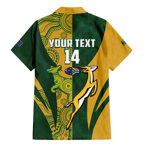 South Africa Australia Rugby Custom Family Matching Mermaid Dress and Hawaiian Shirt Springboks Wallabies Together - Aussie Hoodie