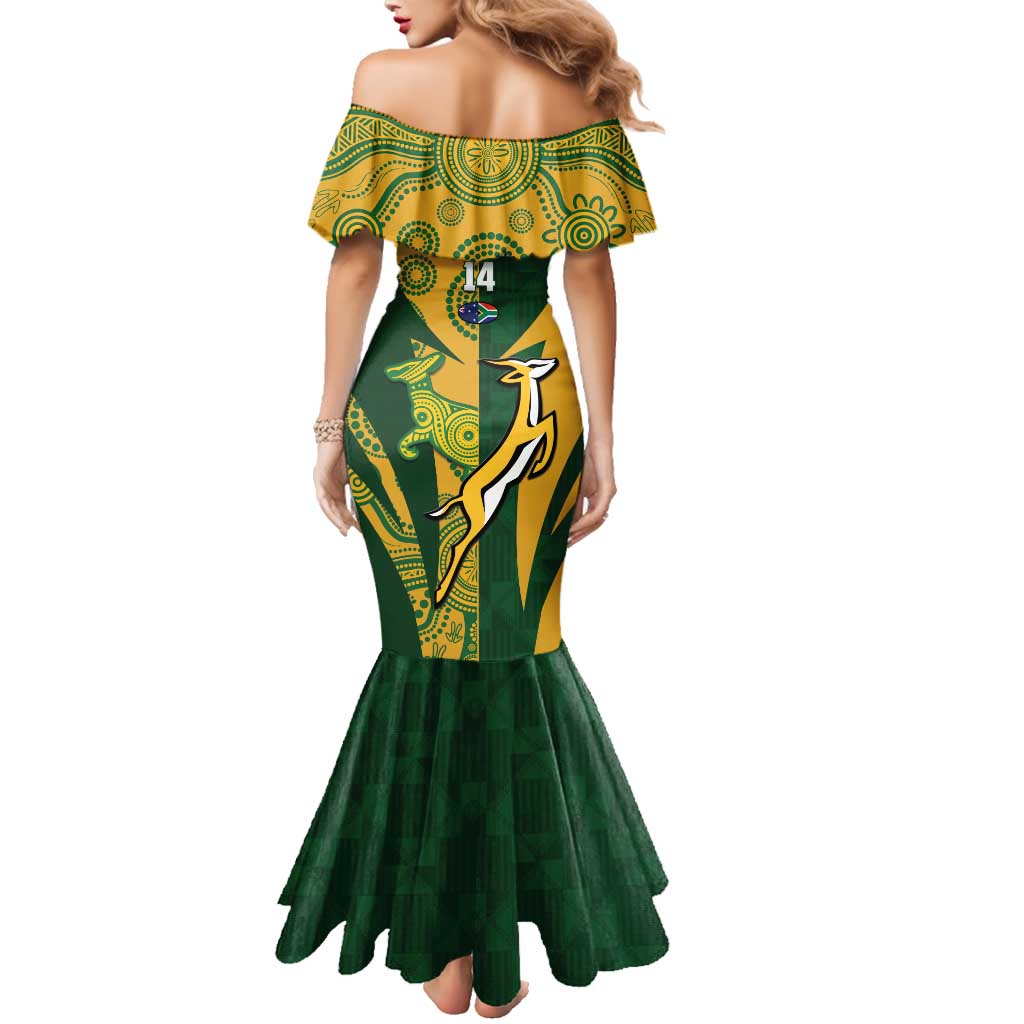 South Africa Australia Rugby Custom Family Matching Mermaid Dress and Hawaiian Shirt Springboks Wallabies Together - Aussie Hoodie