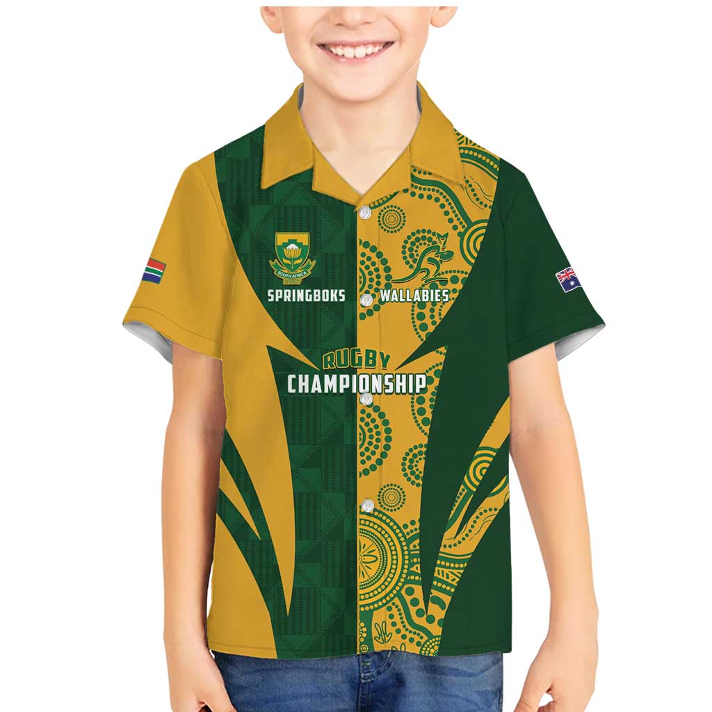 South Africa Australia Rugby Custom Family Matching Mermaid Dress and Hawaiian Shirt Springboks Wallabies Together - Aussie Hoodie