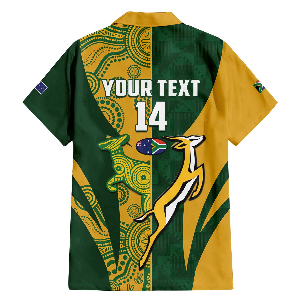 South Africa Australia Rugby Custom Family Matching Off The Shoulder Long Sleeve Dress and Hawaiian Shirt Springboks Wallabies Together - Aussie Hoodie