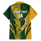 South Africa Australia Rugby Custom Family Matching Off The Shoulder Long Sleeve Dress and Hawaiian Shirt Springboks Wallabies Together - Aussie Hoodie