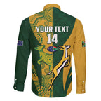 South Africa Australia Rugby Custom Family Matching Off The Shoulder Long Sleeve Dress and Hawaiian Shirt Springboks Wallabies Together - Aussie Hoodie