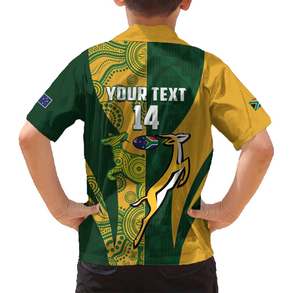South Africa Australia Rugby Custom Family Matching Off Shoulder Maxi Dress and Hawaiian Shirt Springboks Wallabies Together - Aussie Hoodie