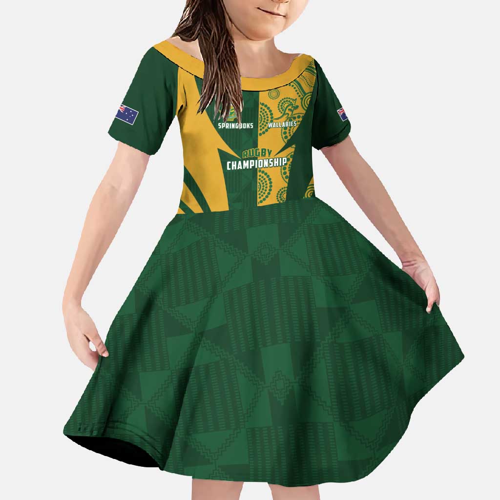 South Africa Australia Rugby Custom Family Matching Off Shoulder Maxi Dress and Hawaiian Shirt Springboks Wallabies Together - Aussie Hoodie