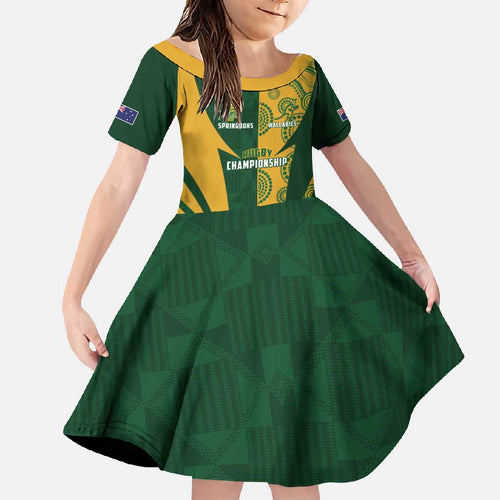 South Africa Australia Rugby Custom Family Matching Off Shoulder Maxi Dress and Hawaiian Shirt Springboks Wallabies Together - Aussie Hoodie