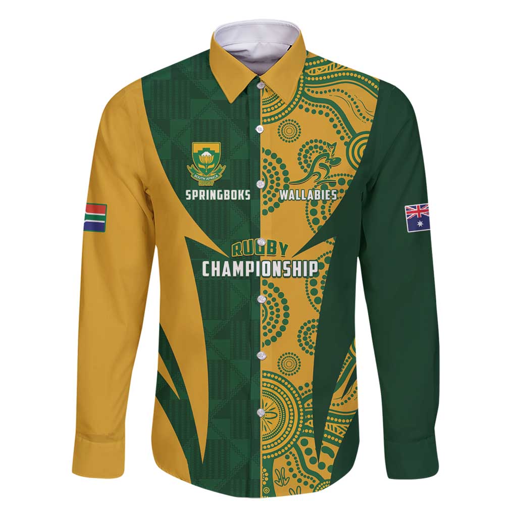 South Africa Australia Rugby Custom Family Matching Off Shoulder Maxi Dress and Hawaiian Shirt Springboks Wallabies Together - Aussie Hoodie