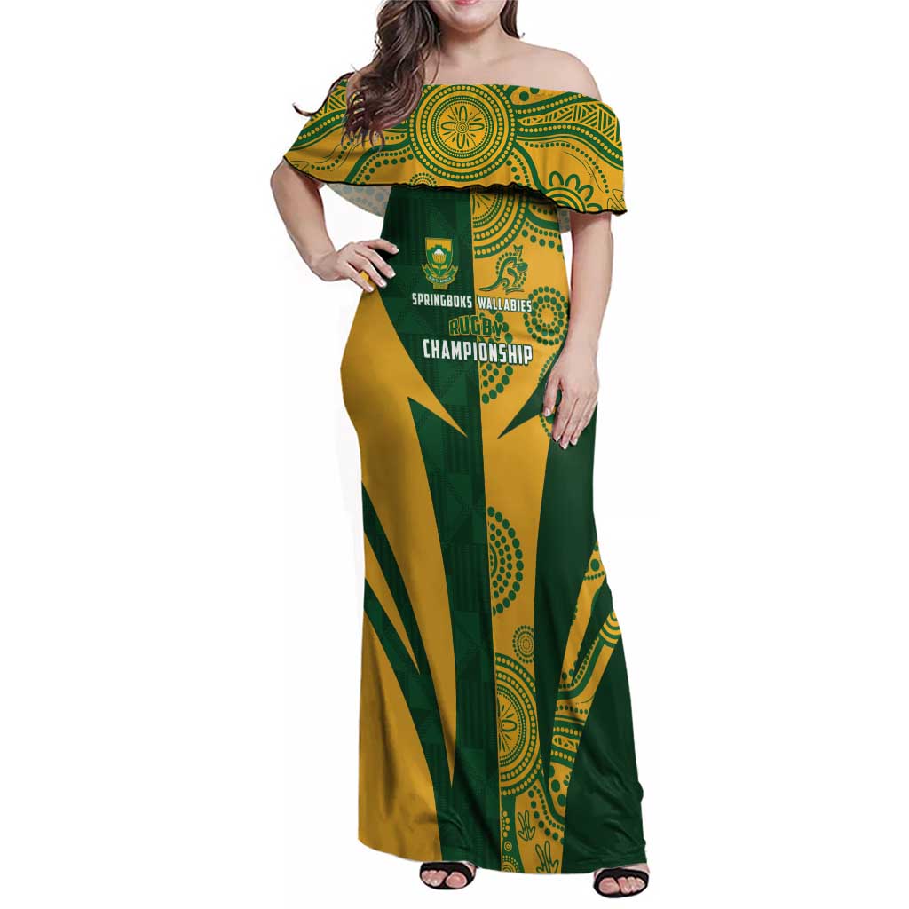 South Africa Australia Rugby Custom Family Matching Off Shoulder Maxi Dress and Hawaiian Shirt Springboks Wallabies Together - Aussie Hoodie