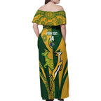 South Africa Australia Rugby Custom Family Matching Off Shoulder Maxi Dress and Hawaiian Shirt Springboks Wallabies Together - Aussie Hoodie