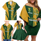 South Africa Australia Rugby Custom Family Matching Off Shoulder Short Dress and Hawaiian Shirt Springboks Wallabies Together - Aussie Hoodie