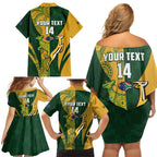South Africa Australia Rugby Custom Family Matching Off Shoulder Short Dress and Hawaiian Shirt Springboks Wallabies Together - Aussie Hoodie