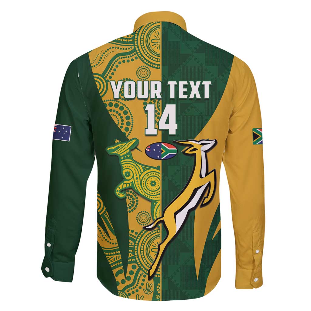 South Africa Australia Rugby Custom Family Matching Off Shoulder Short Dress and Hawaiian Shirt Springboks Wallabies Together - Aussie Hoodie