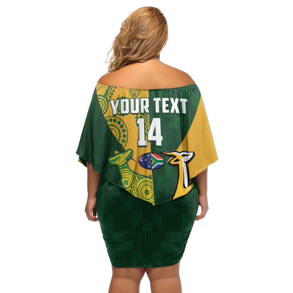 South Africa Australia Rugby Custom Family Matching Off Shoulder Short Dress and Hawaiian Shirt Springboks Wallabies Together - Aussie Hoodie