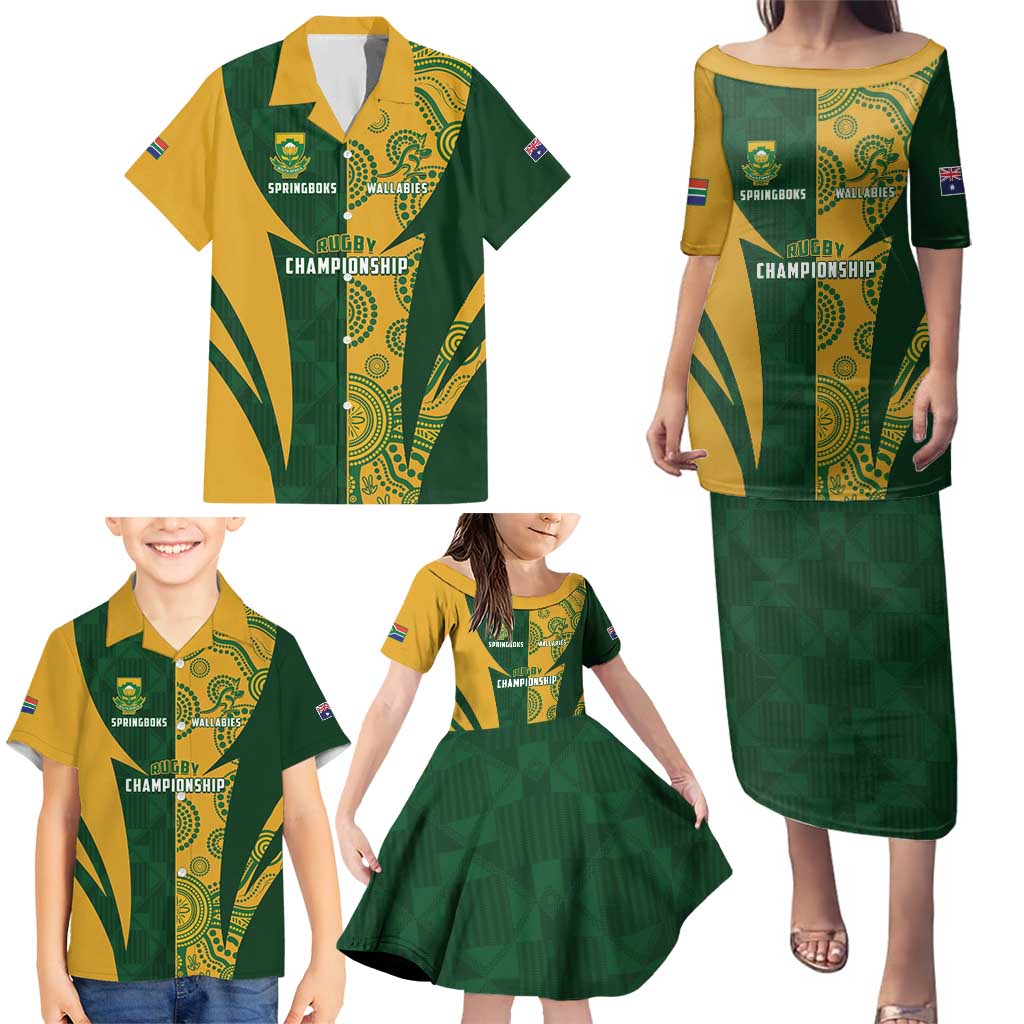 South Africa Australia Rugby Custom Family Matching Puletasi and Hawaiian Shirt Springboks Wallabies Together - Aussie Hoodie