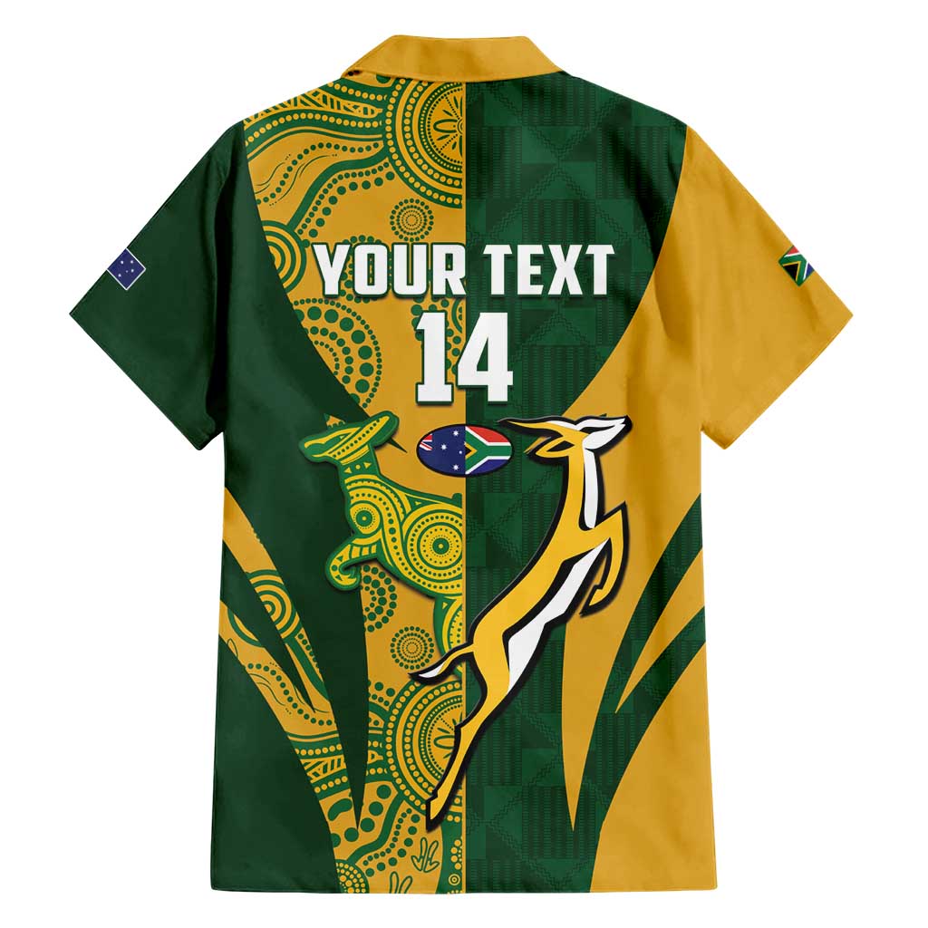 South Africa Australia Rugby Custom Family Matching Short Sleeve Bodycon Dress and Hawaiian Shirt Springboks Wallabies Together - Aussie Hoodie