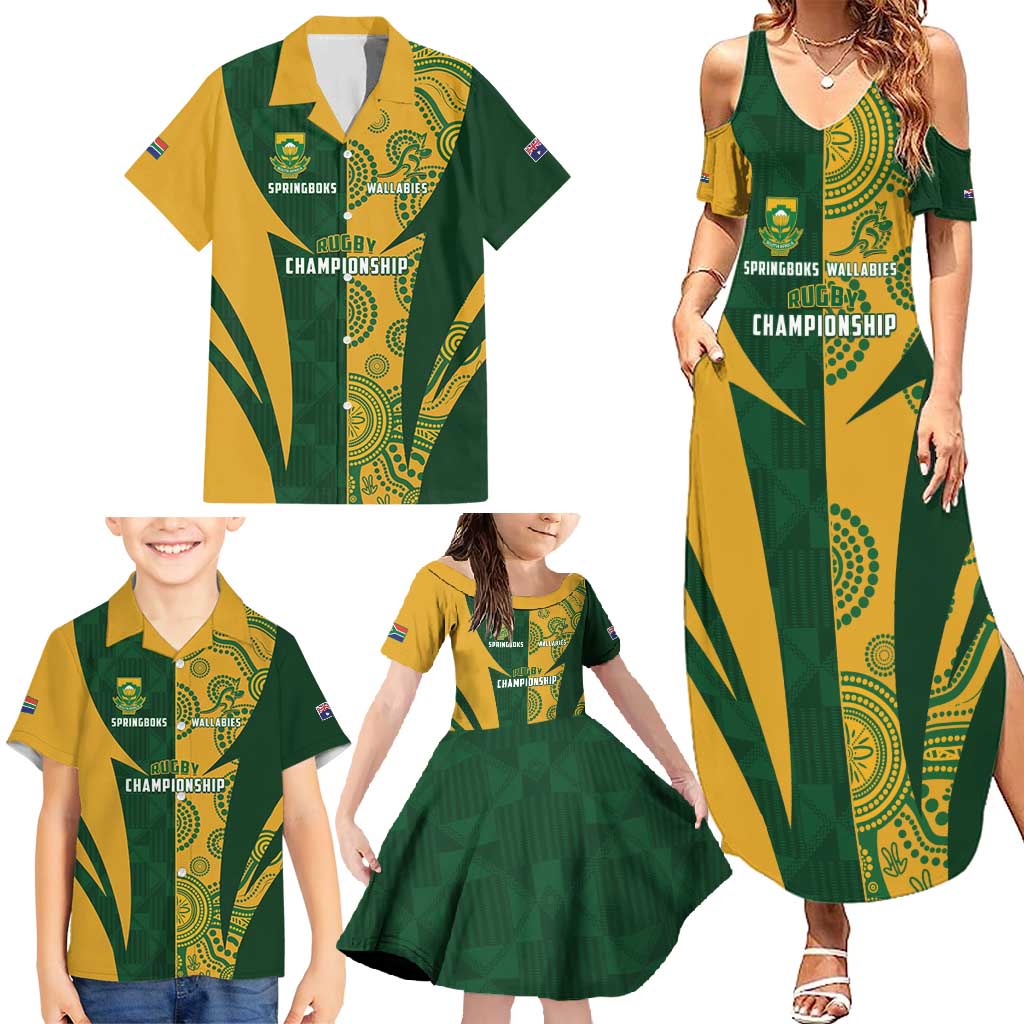 South Africa Australia Rugby Custom Family Matching Summer Maxi Dress and Hawaiian Shirt Springboks Wallabies Together - Aussie Hoodie