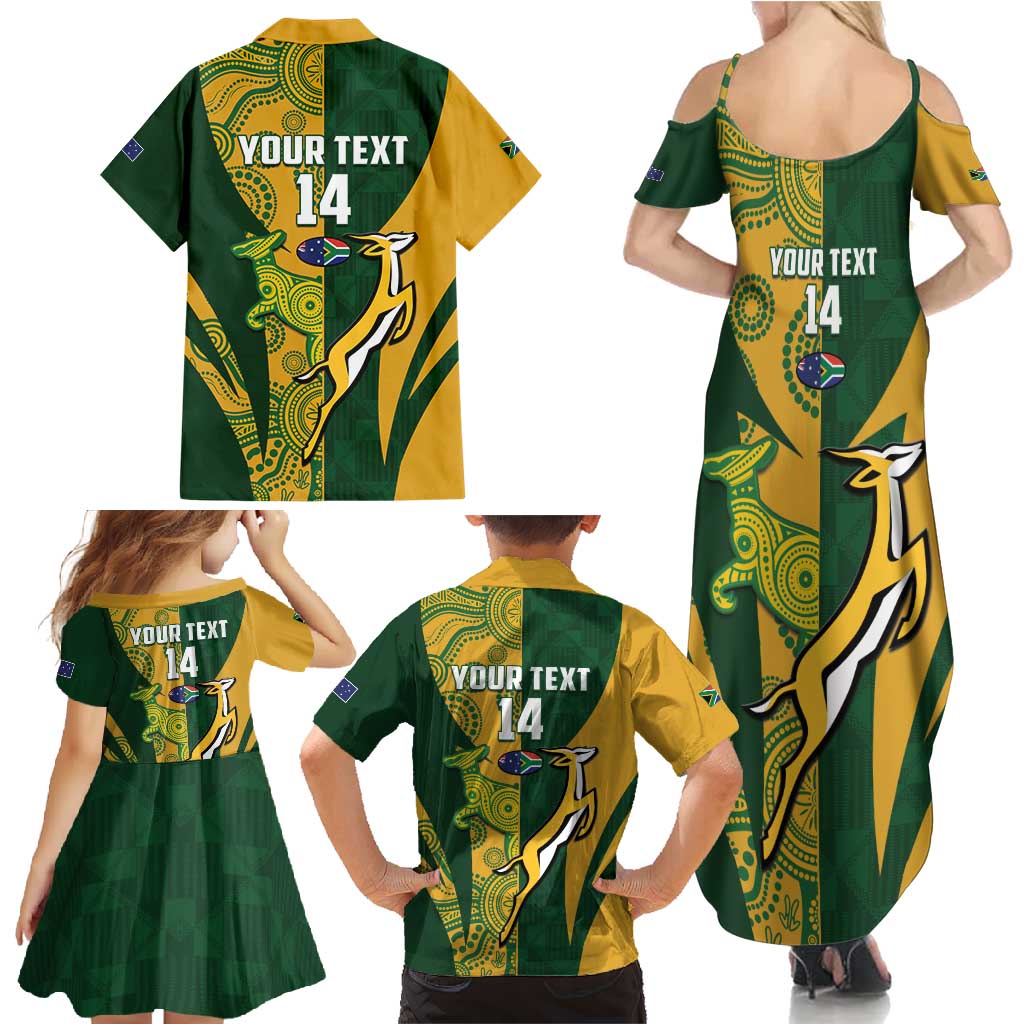 South Africa Australia Rugby Custom Family Matching Summer Maxi Dress and Hawaiian Shirt Springboks Wallabies Together - Aussie Hoodie