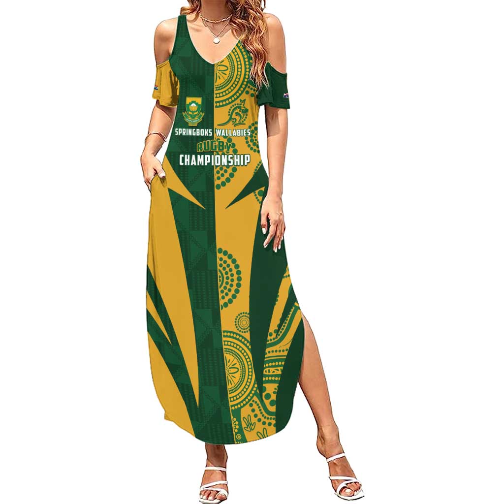 South Africa Australia Rugby Custom Family Matching Summer Maxi Dress and Hawaiian Shirt Springboks Wallabies Together - Aussie Hoodie