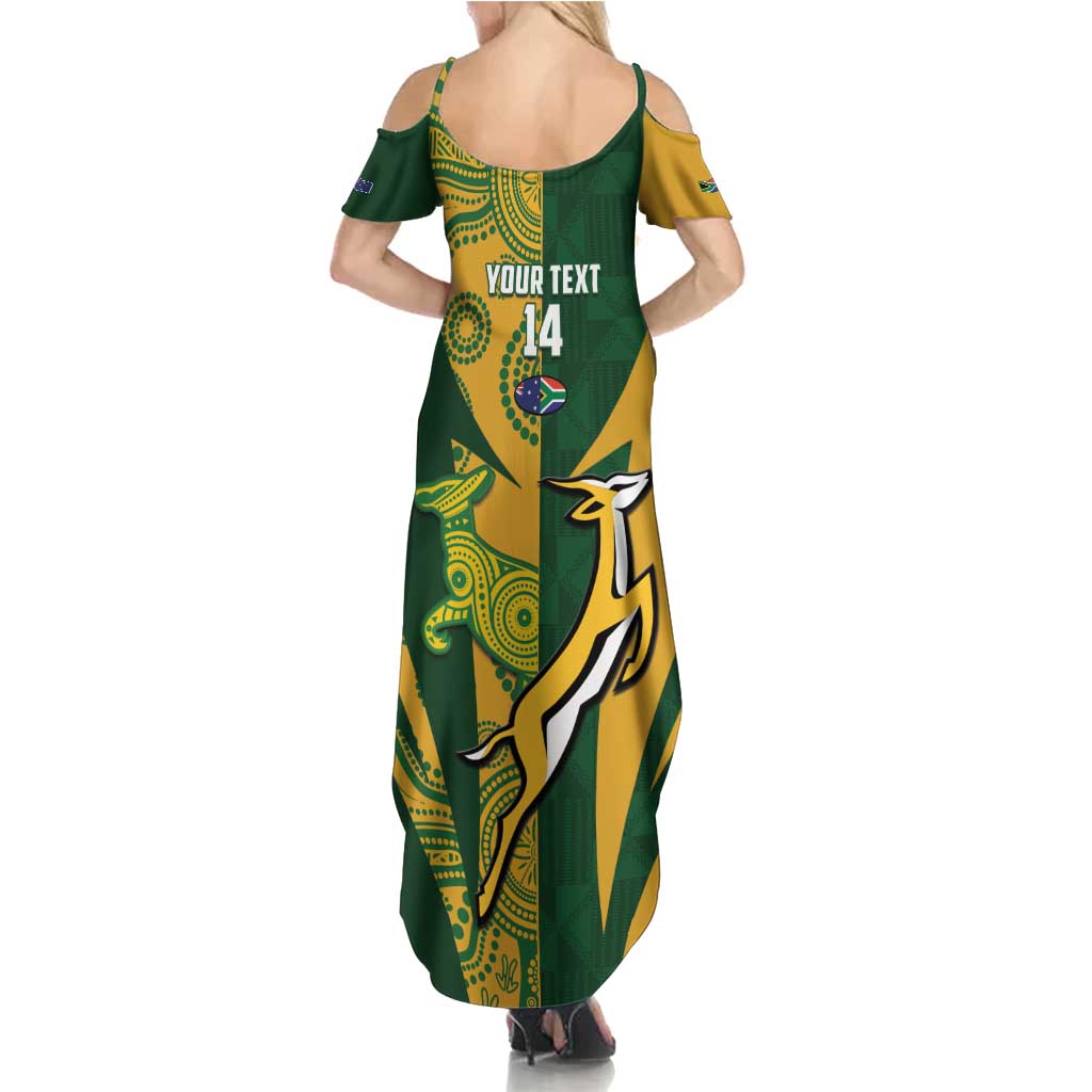 South Africa Australia Rugby Custom Family Matching Summer Maxi Dress and Hawaiian Shirt Springboks Wallabies Together - Aussie Hoodie
