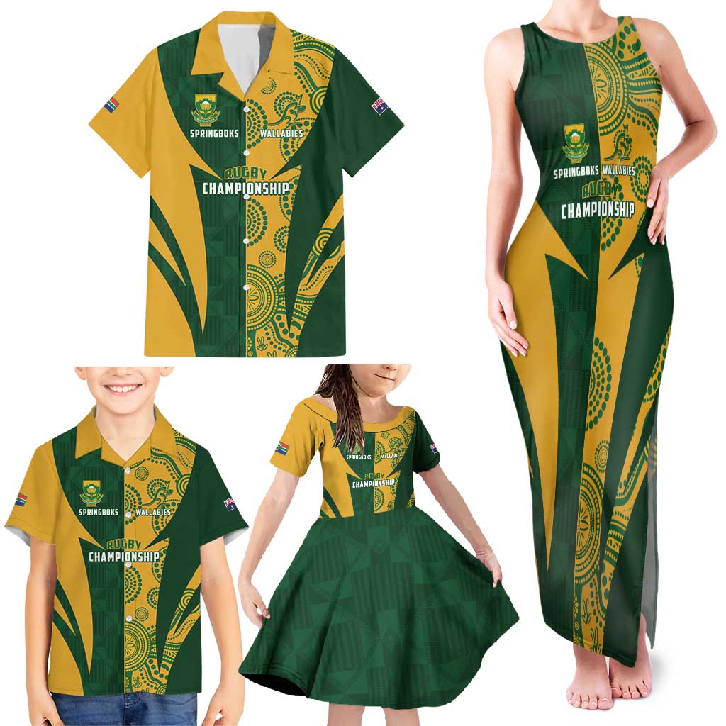 South Africa Australia Rugby Custom Family Matching Tank Maxi Dress and Hawaiian Shirt Springboks Wallabies Together - Aussie Hoodie