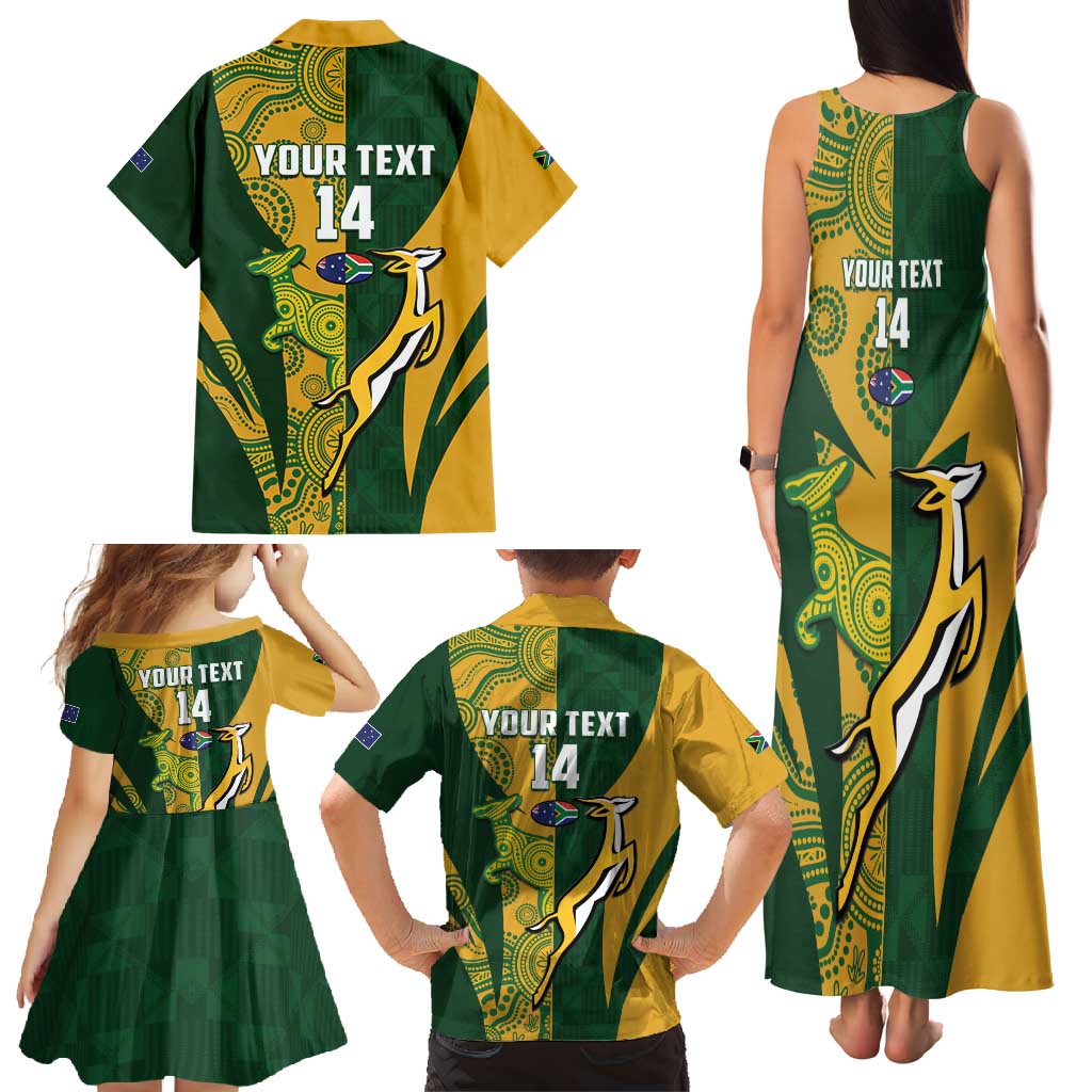 South Africa Australia Rugby Custom Family Matching Tank Maxi Dress and Hawaiian Shirt Springboks Wallabies Together - Aussie Hoodie