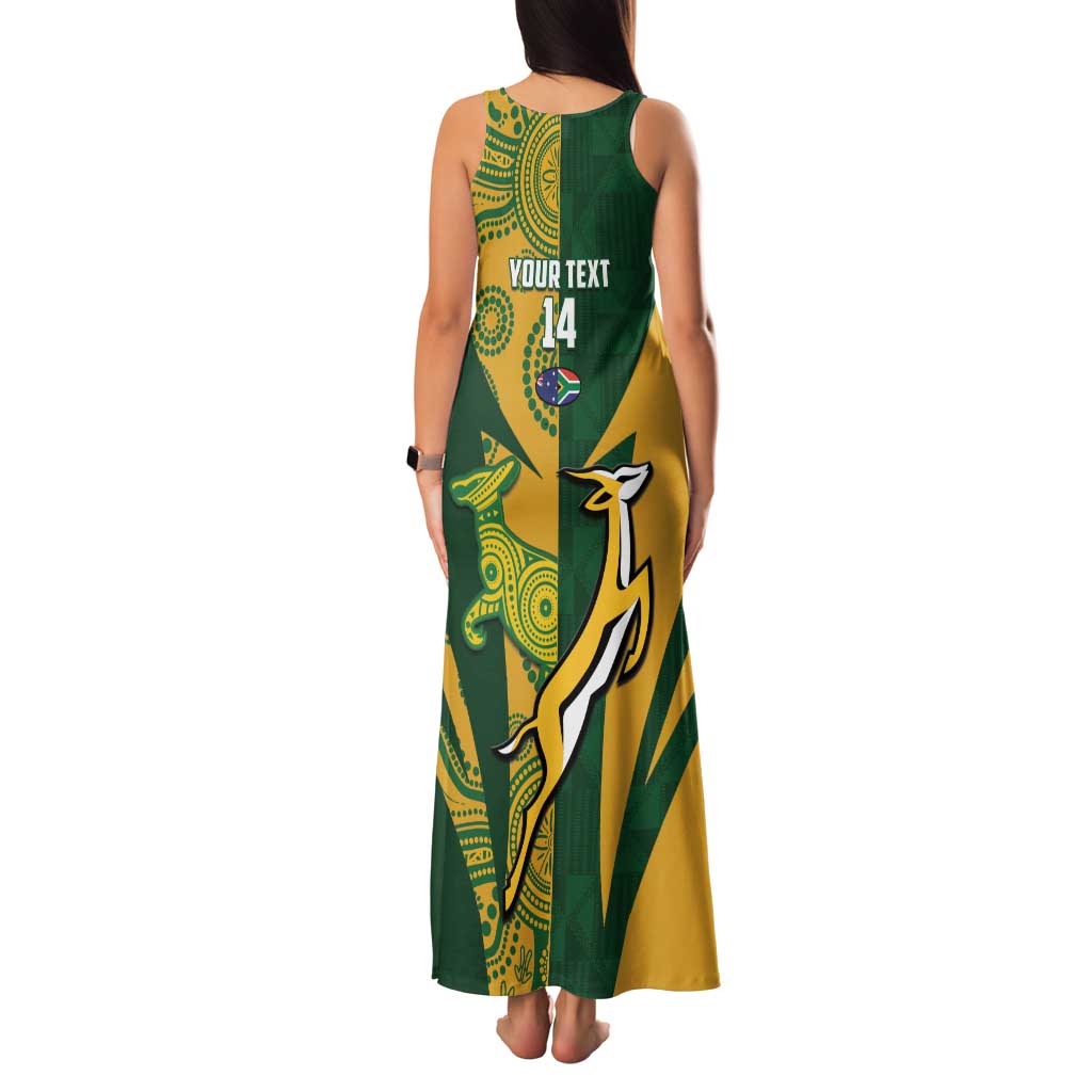 South Africa Australia Rugby Custom Family Matching Tank Maxi Dress and Hawaiian Shirt Springboks Wallabies Together - Aussie Hoodie