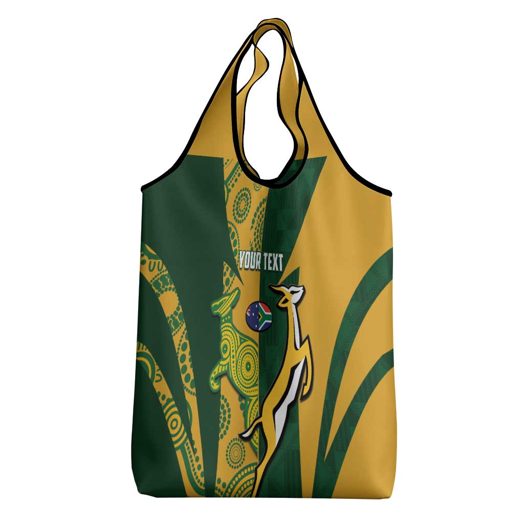 South Africa Australia Rugby Custom Grocery Bag Springboks Wallabies Together - Aussie Hoodie