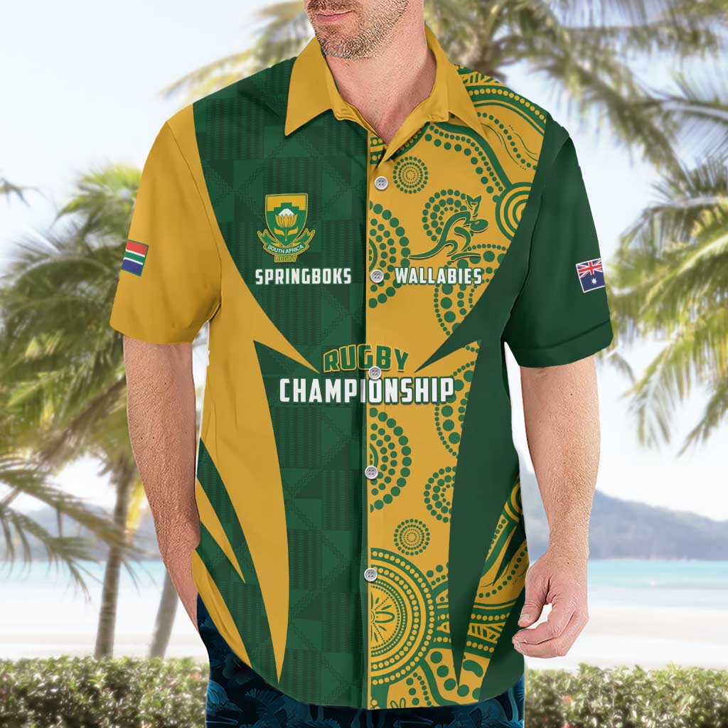South Africa Australia Rugby Custom Hawaiian Shirt Springboks Wallabies Together - Aussie Hoodie