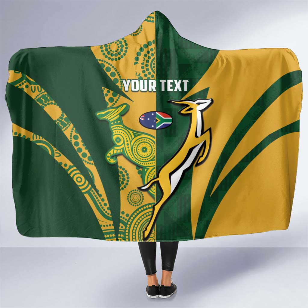 South Africa Australia Rugby Custom Hooded Blanket Springboks Wallabies Together - Aussie Hoodie