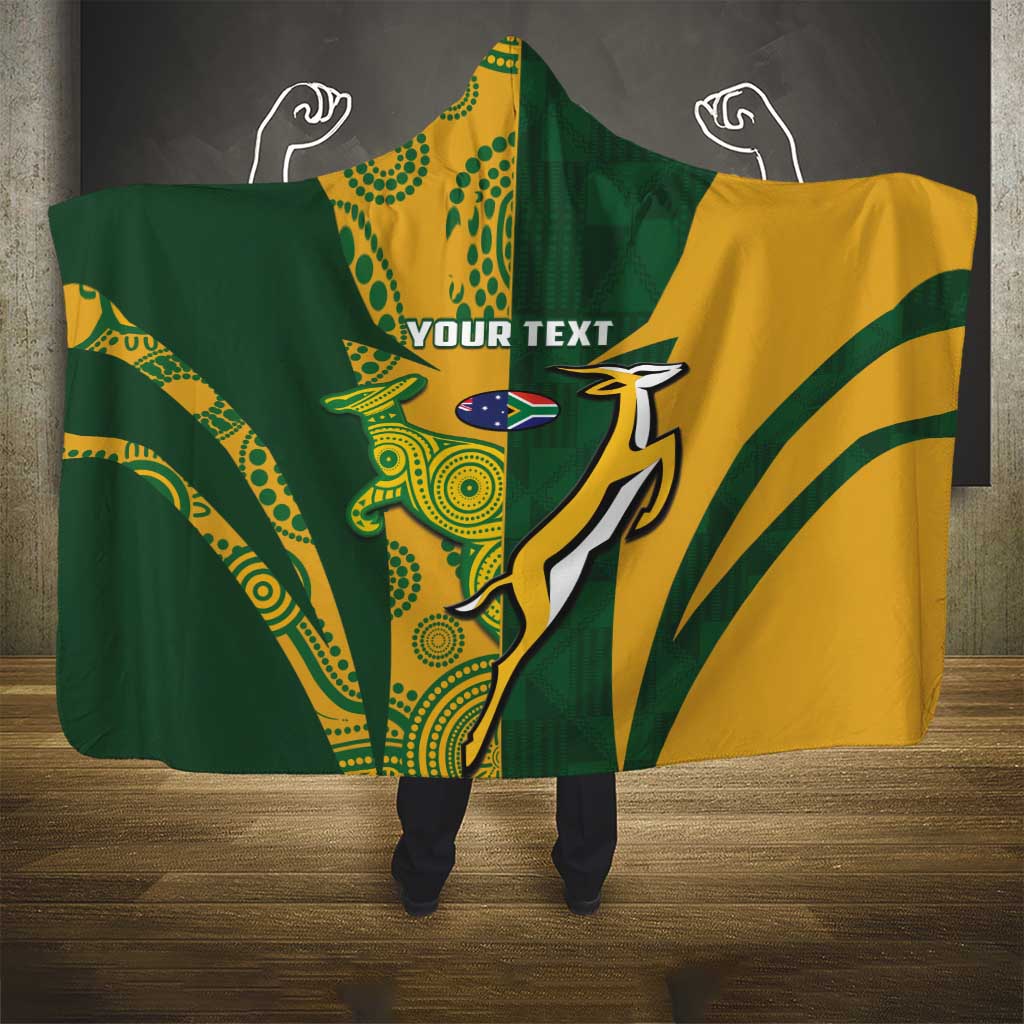 South Africa Australia Rugby Custom Hooded Blanket Springboks Wallabies Together - Aussie Hoodie