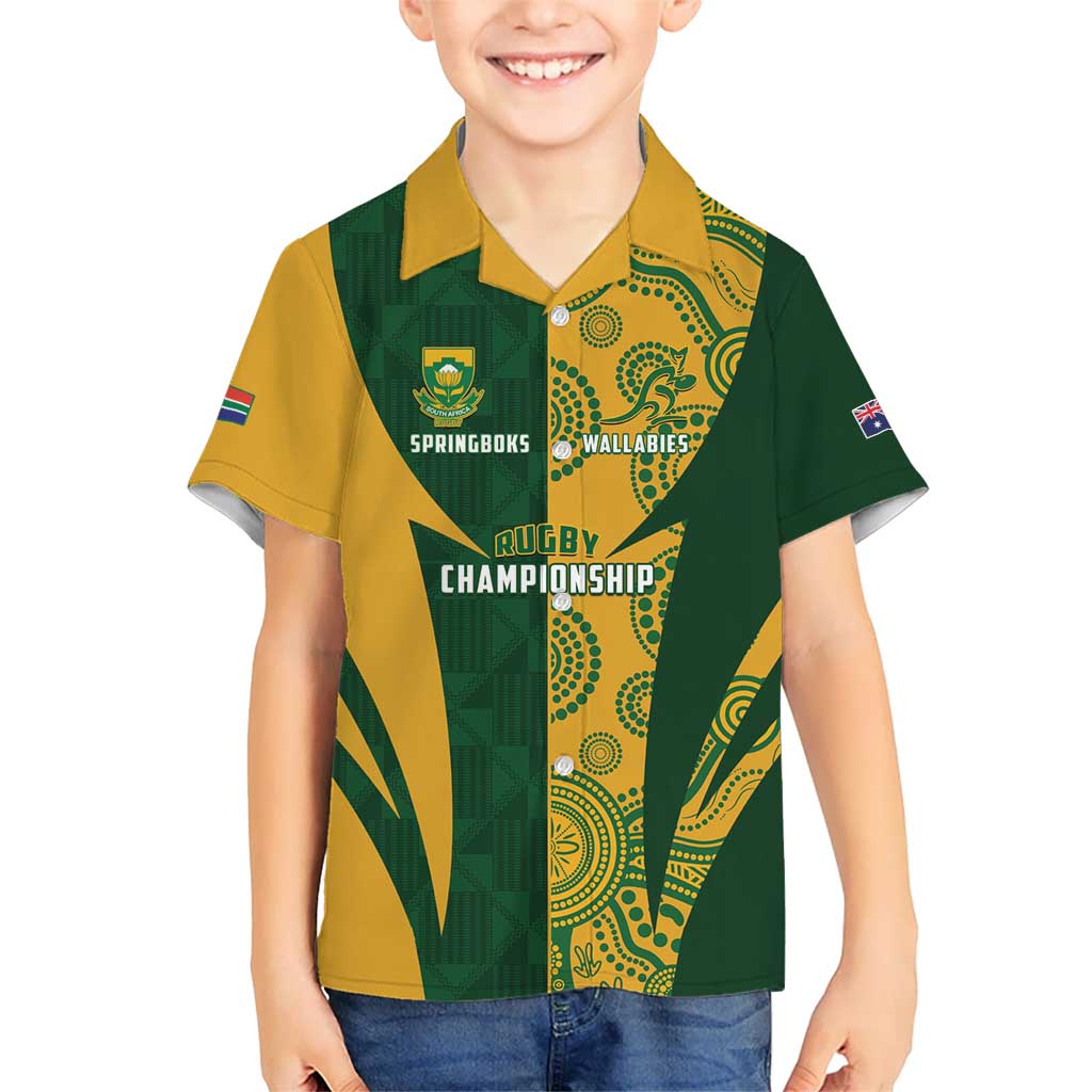 South Africa Australia Rugby Custom Kid Hawaiian Shirt Springboks Wallabies Together - Aussie Hoodie