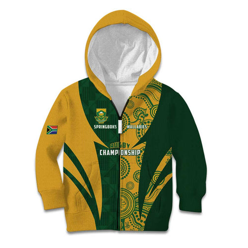 South Africa Australia Rugby Custom Kid Hoodie Springboks Wallabies Together - Aussie Hoodie