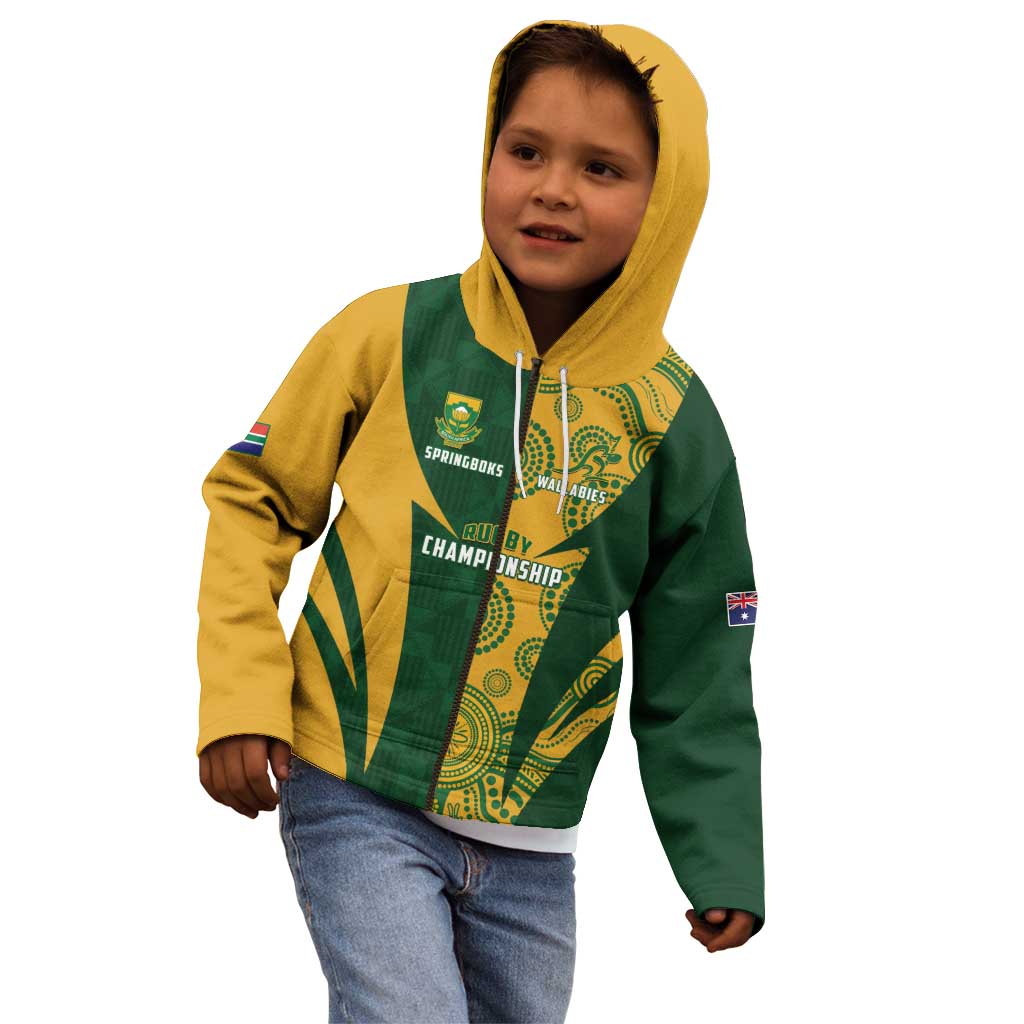 South Africa Australia Rugby Custom Kid Hoodie Springboks Wallabies Together - Aussie Hoodie