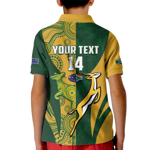 South Africa Australia Rugby Custom Kid Polo Shirt Springboks Wallabies Together - Aussie Hoodie