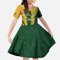 South Africa Australia Rugby Custom Kid Short Sleeve Dress Springboks Wallabies Together - Aussie Hoodie