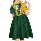 South Africa Australia Rugby Custom Kid Short Sleeve Dress Springboks Wallabies Together - Aussie Hoodie