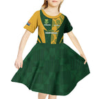 South Africa Australia Rugby Custom Kid Short Sleeve Dress Springboks Wallabies Together - Aussie Hoodie