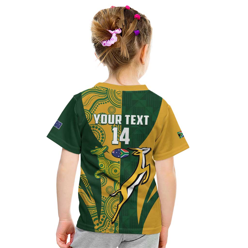 South Africa Australia Rugby Custom Kid T Shirt Springboks Wallabies Together - Aussie Hoodie