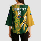South Africa Australia Rugby Custom Kimono Sleeve Blouse Springboks Wallabies Together - Aussie Hoodie