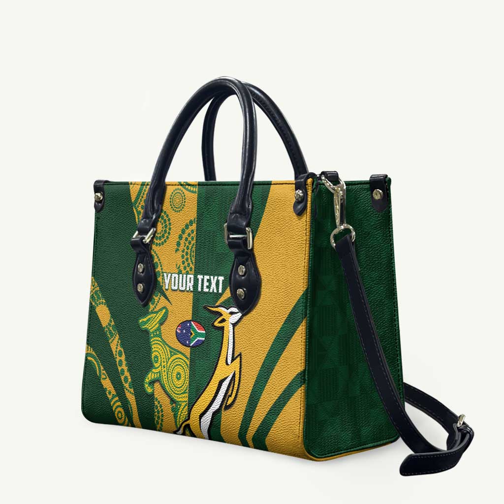 South Africa Australia Rugby Custom Leather Bag Springboks Wallabies Together - Aussie Hoodie