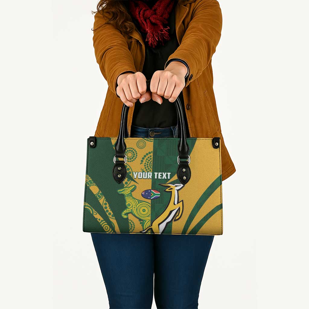 South Africa Australia Rugby Custom Leather Bag Springboks Wallabies Together - Aussie Hoodie