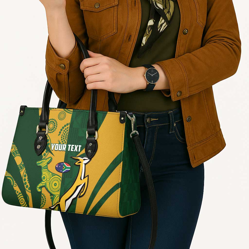South Africa Australia Rugby Custom Leather Bag Springboks Wallabies Together - Aussie Hoodie