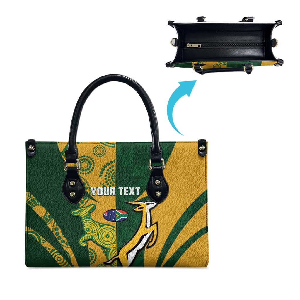 South Africa Australia Rugby Custom Leather Bag Springboks Wallabies Together - Aussie Hoodie