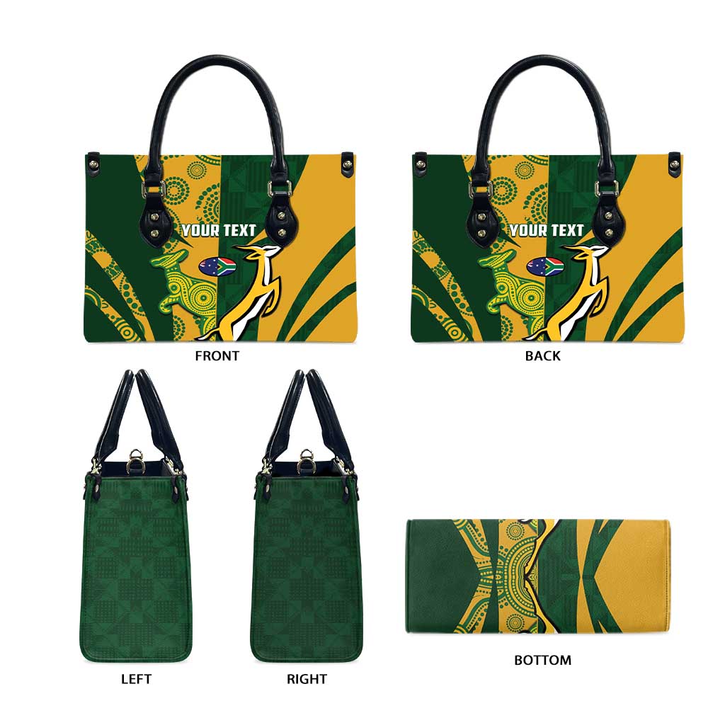 South Africa Australia Rugby Custom Leather Bag Springboks Wallabies Together - Aussie Hoodie