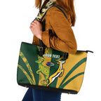 South Africa Australia Rugby Custom Leather Tote Bag Springboks Wallabies Together - Aussie Hoodie
