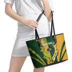 South Africa Australia Rugby Custom Leather Tote Bag Springboks Wallabies Together - Aussie Hoodie