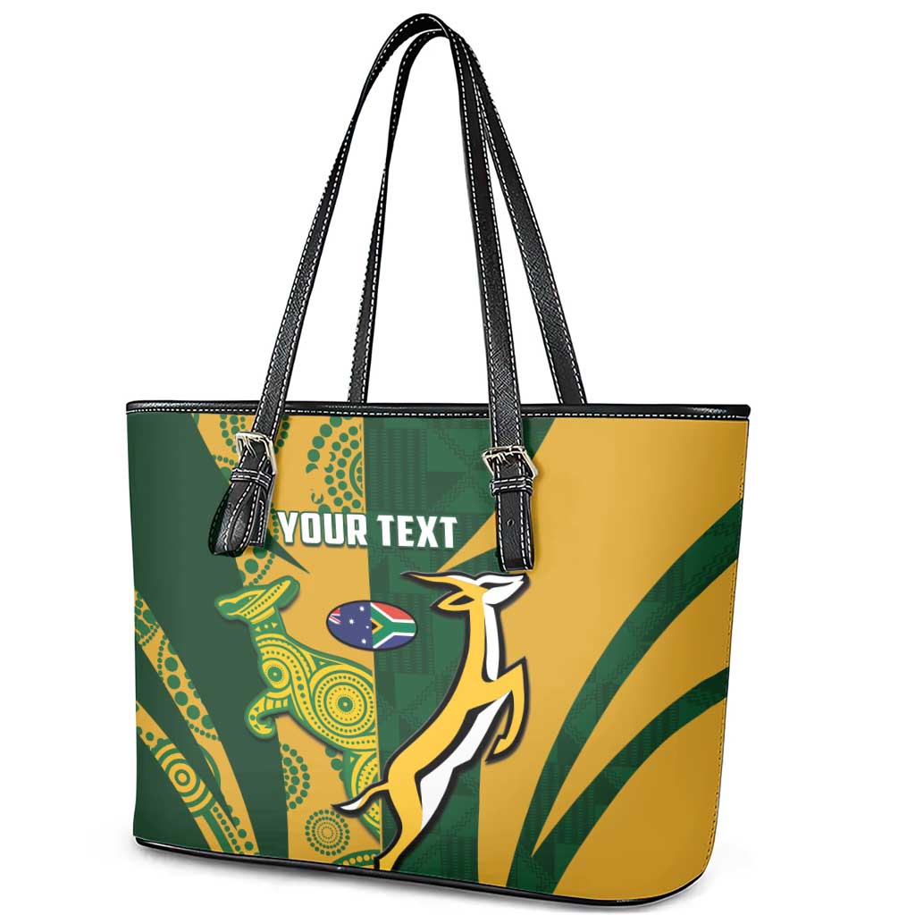 South Africa Australia Rugby Custom Leather Tote Bag Springboks Wallabies Together - Aussie Hoodie