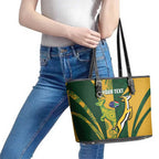 South Africa Australia Rugby Custom Leather Tote Bag Springboks Wallabies Together - Aussie Hoodie