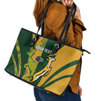 South Africa Australia Rugby Custom Leather Tote Bag Springboks Wallabies Together - Aussie Hoodie