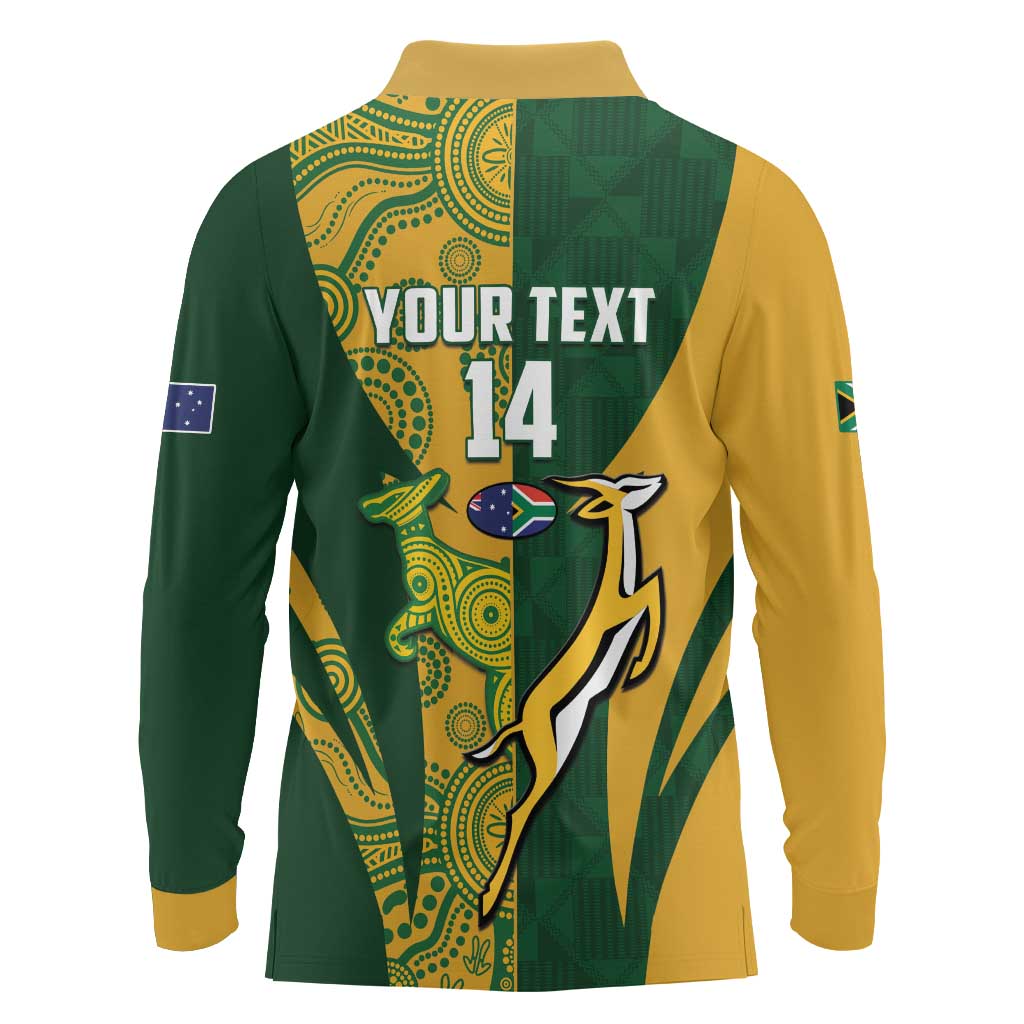 South Africa Australia Rugby Custom Long Sleeve Polo Shirt Springboks Wallabies Together - Aussie Hoodie