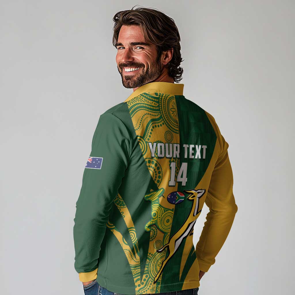 South Africa Australia Rugby Custom Long Sleeve Polo Shirt Springboks Wallabies Together - Aussie Hoodie